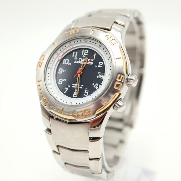 Timex Expedition Alarm Bezel Indiglo Stainless Steel 40mm Watch w New Battery - Picture 1 of 14